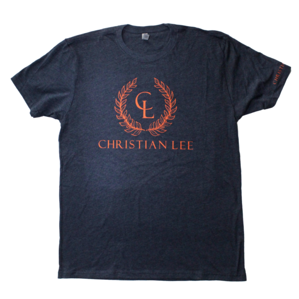 Mens Navy T-Shirt - Orange CL Laurel Logos