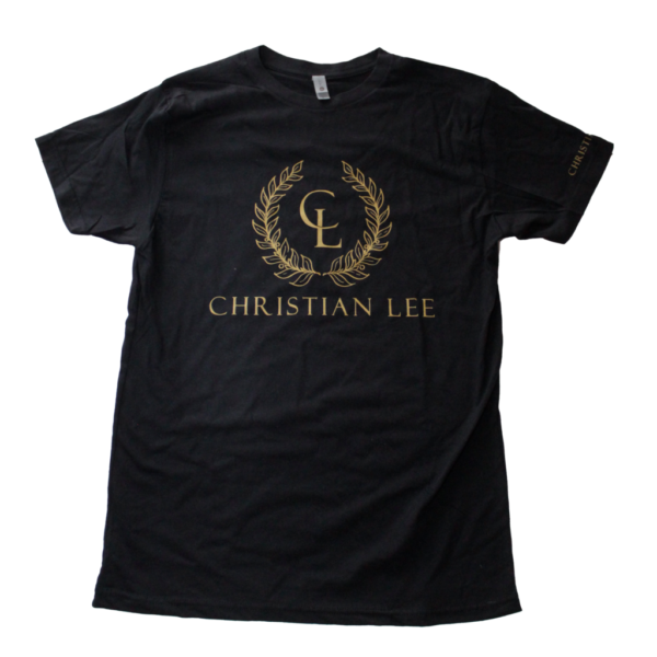 Mens Black T-Shirt - Gold CL Laurel Logos