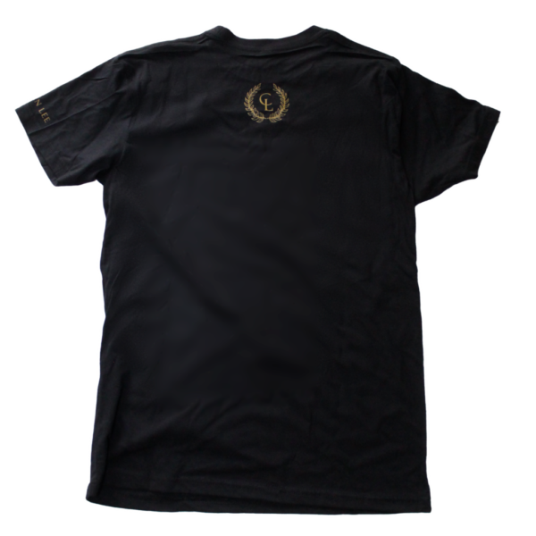 Mens Black T-Shirt - Gold CL Laurel Logos