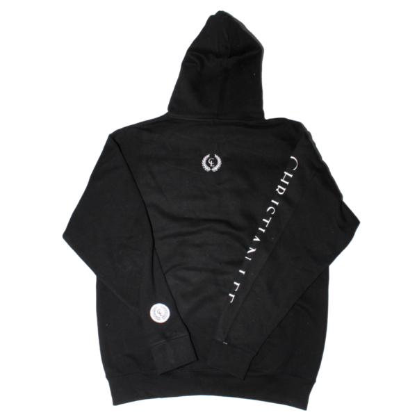 Mens Black Hoodie - White CL Laurel Logos