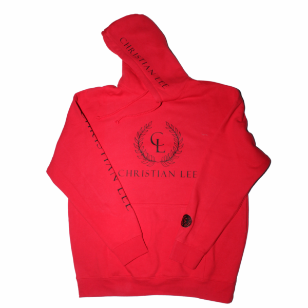 Mens Red Hoodie - Black CL Laurel Logos