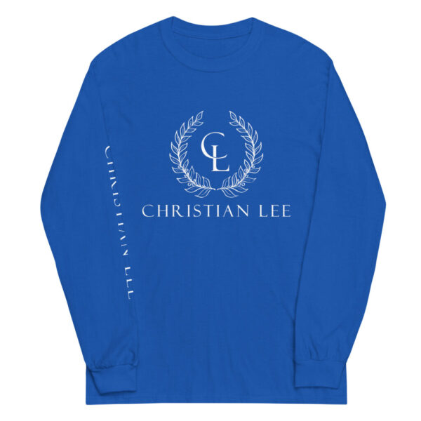 Mens Blue Long Sleeve - White CL Laurel Logos