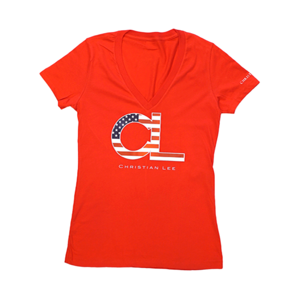 Womens Red T-Shirt USA CL Logo