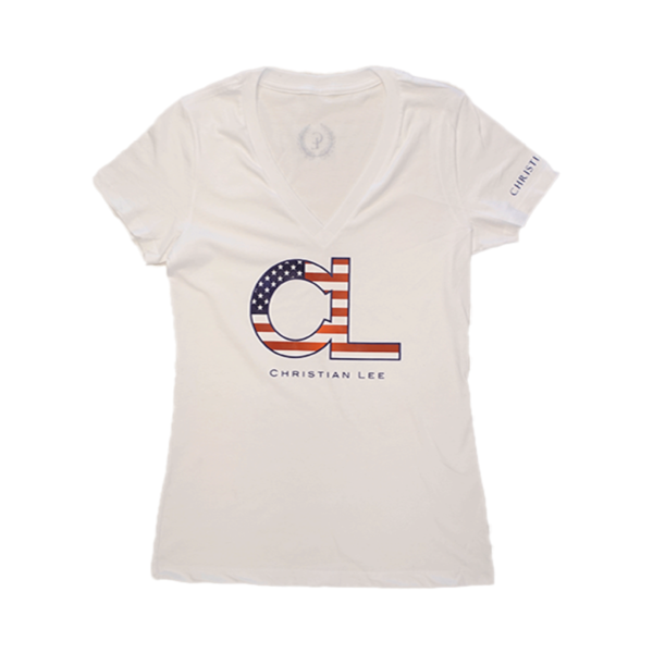 Womens White T-Shirt USA CL Logo